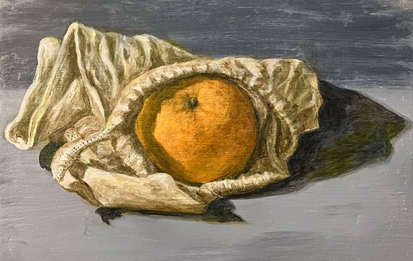 Orange in Drawstring Bag (Painting)